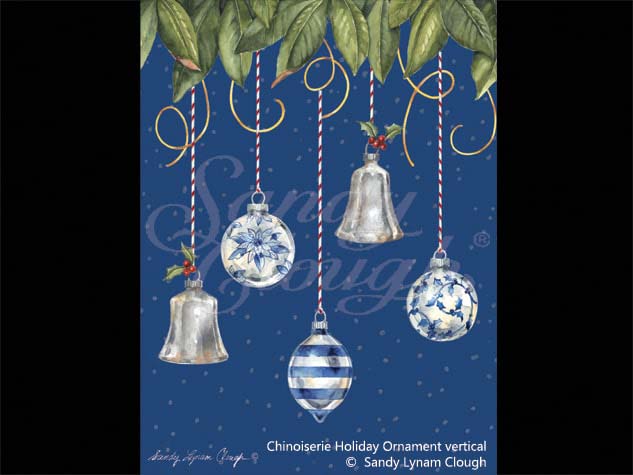 Chinoiserie Holiday Ornaments vertical