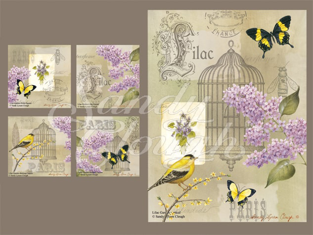 Lilac Garden Vertical and Four Squares