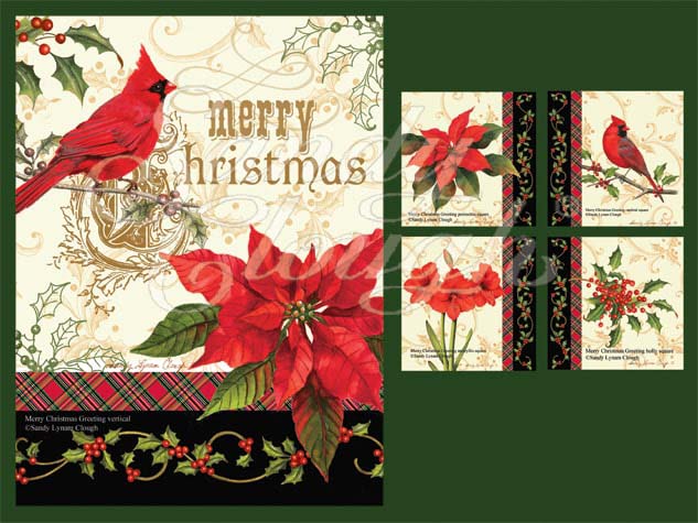 Merry Christmas Greeting Vertical and Four Squares