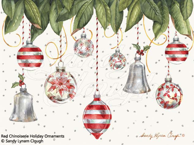 Red Chinoiserie Holiday Ornaments
