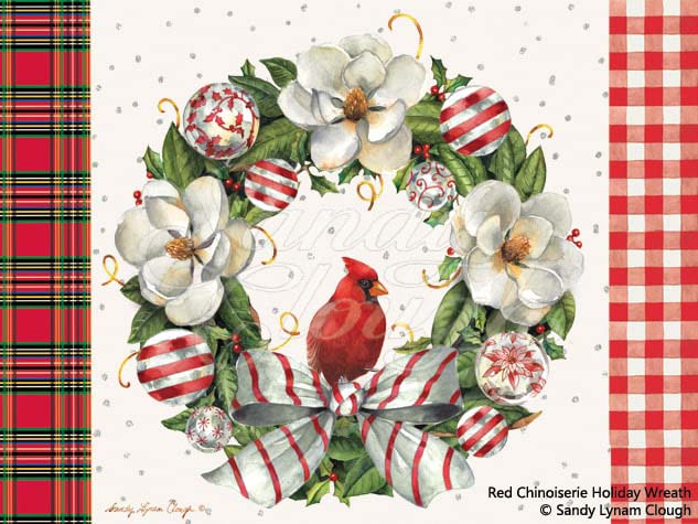 Red Chinoiserie Holiday Wreath