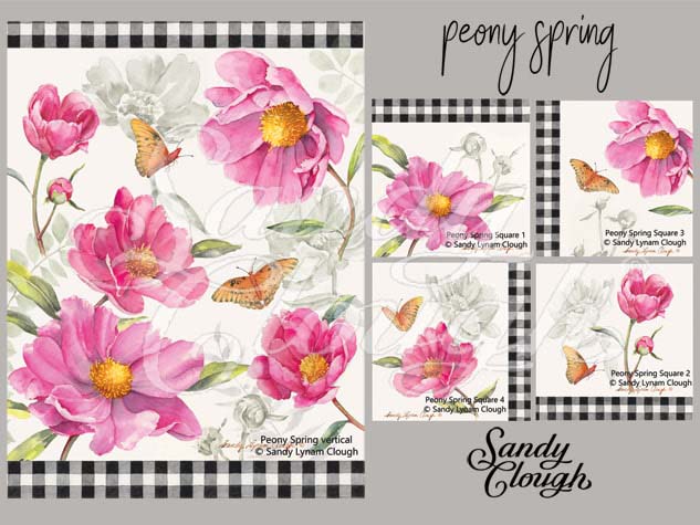 Peony Spring Vertical and Four Squares