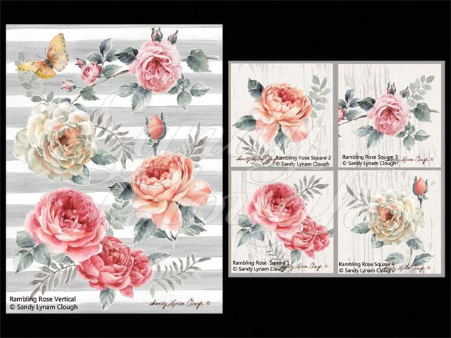 Rambling Rose Vertical and Four Squares