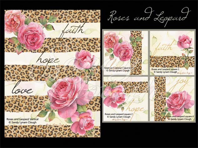 Roses and Leopard Vertical and Four Squares