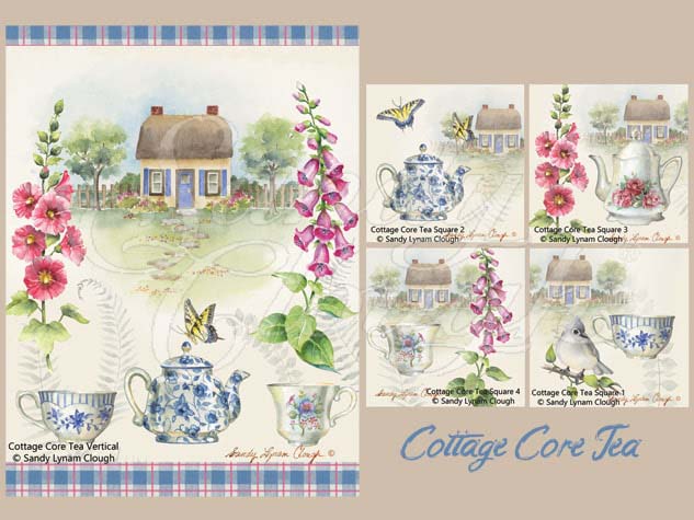 Cottage Core Tea Vertical and Four Squares