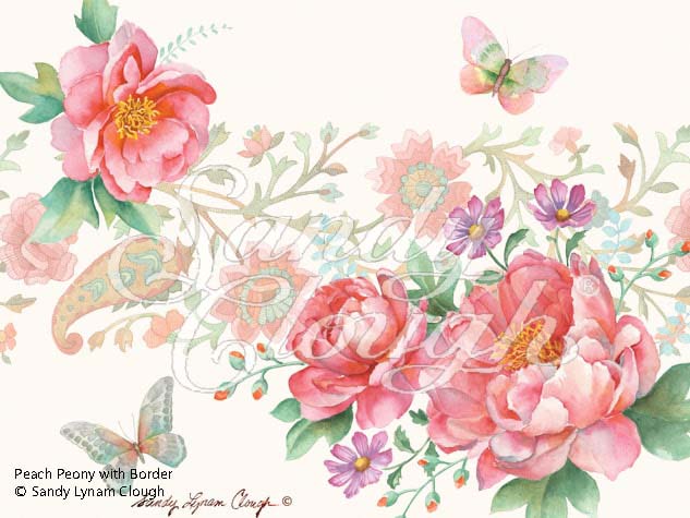 Peach Peonies with border