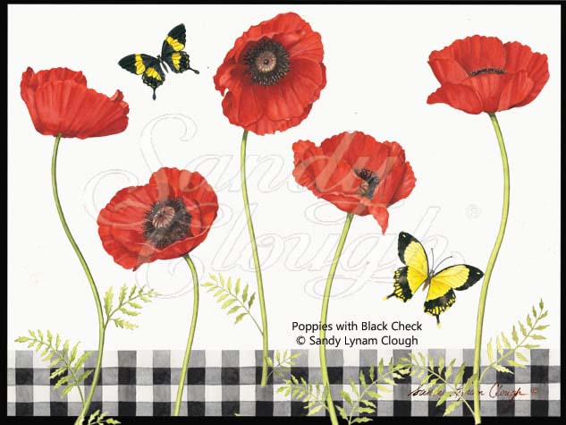 Poppies with Black Check