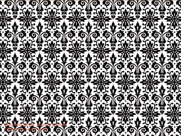 Black and White Rooster Damask