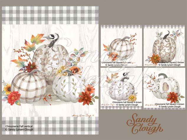 Chinoiserie Fall Vertical and Four Square--brown