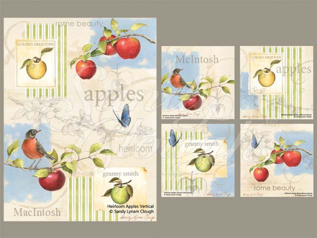 Heirloom Apples Vertical and Four Squares