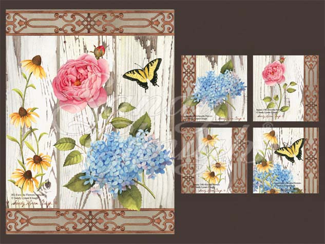 Rustic Garden-Favorite Flowers Vertical and Four Squares