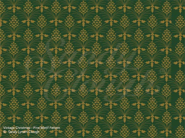 Vintage Christmas Pine Motif Pattern